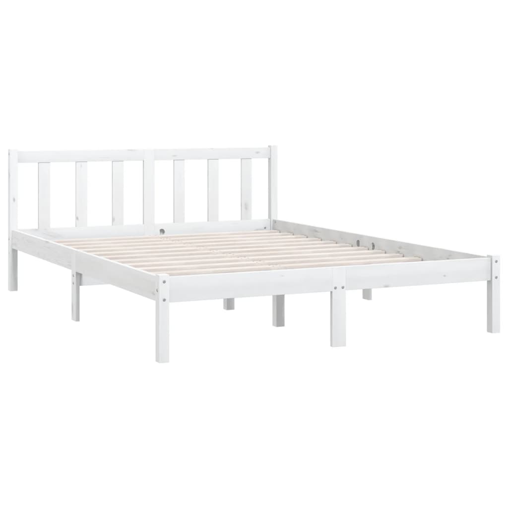 vidaXL Cadre de lit Blanc Bois de pin massif 150x200 cm Très grand