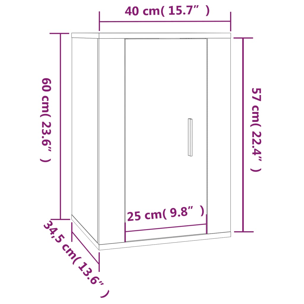 vidaXL Meubles TV muraux 2 pcs Chêne sonoma 40x34,5x60 cm