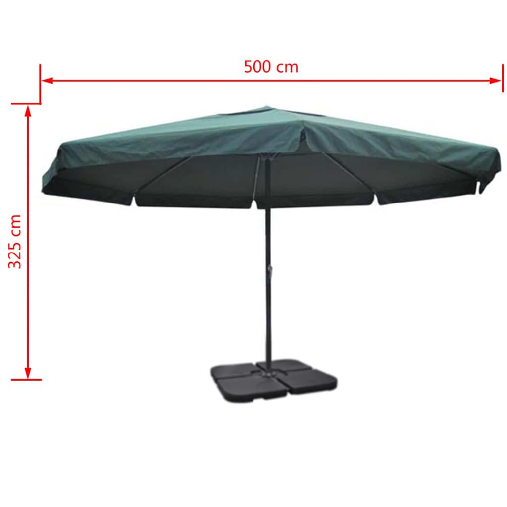 vidaXL Parasol de jardin avec base portable aluminium vert