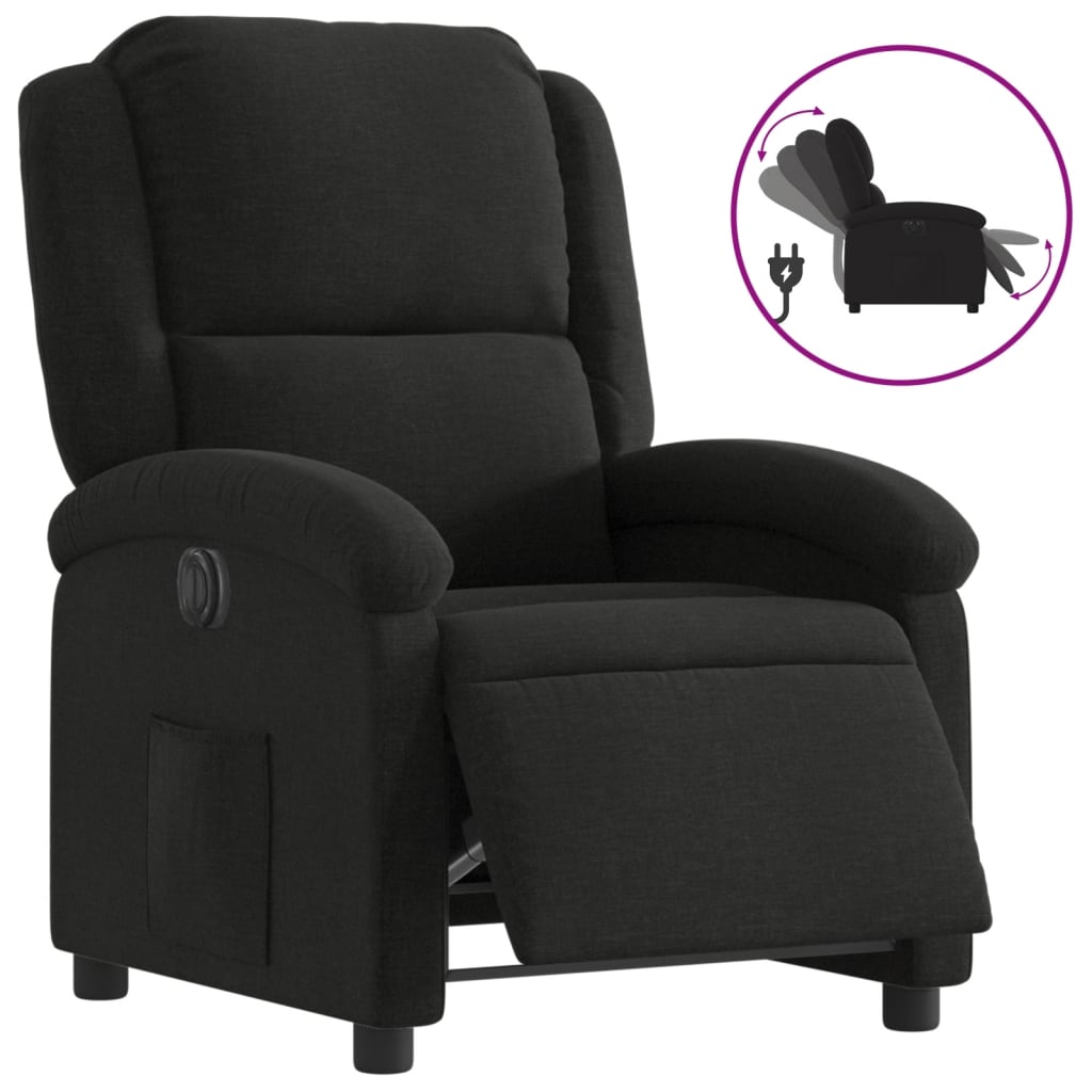 vidaXL Fauteuil inclinable électrique Noir Tissu