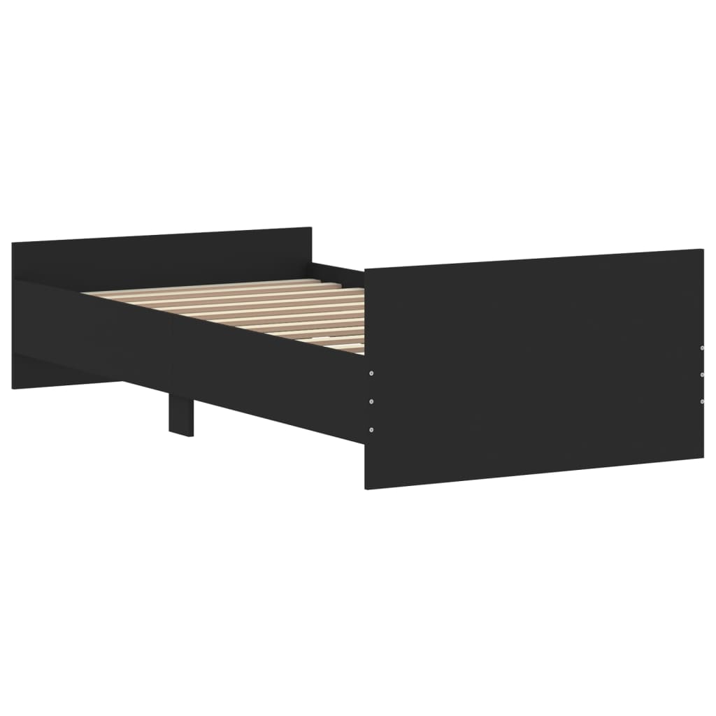 vidaXL Cadre de lit sans matelas noir 90x190 cm bois ingénierie