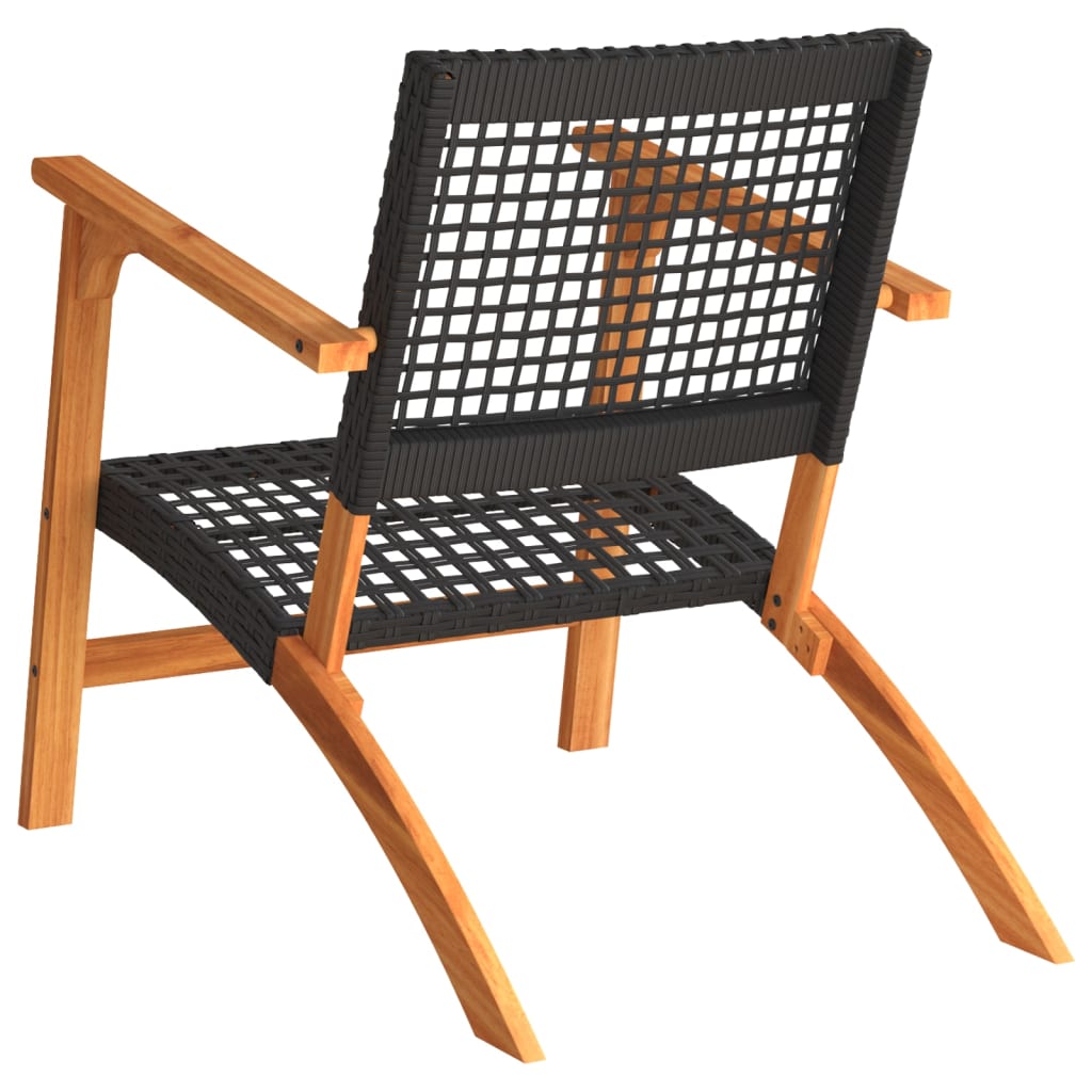 vidaXL Chaises de jardin lot de 2 noir résine tressée et bois d’acacia