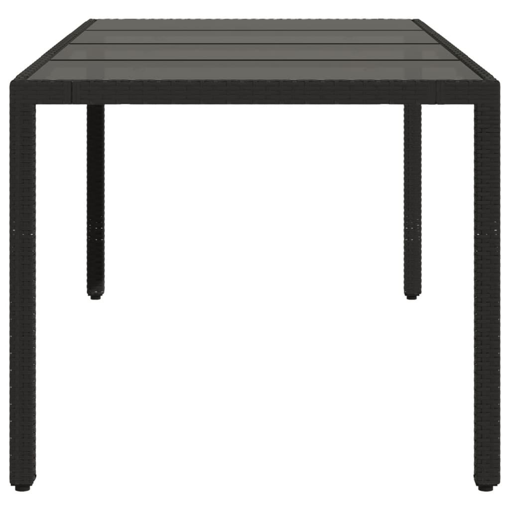 vidaXL Table de jardin dessus en verre Noir 90x90x75 cm Résine tressée