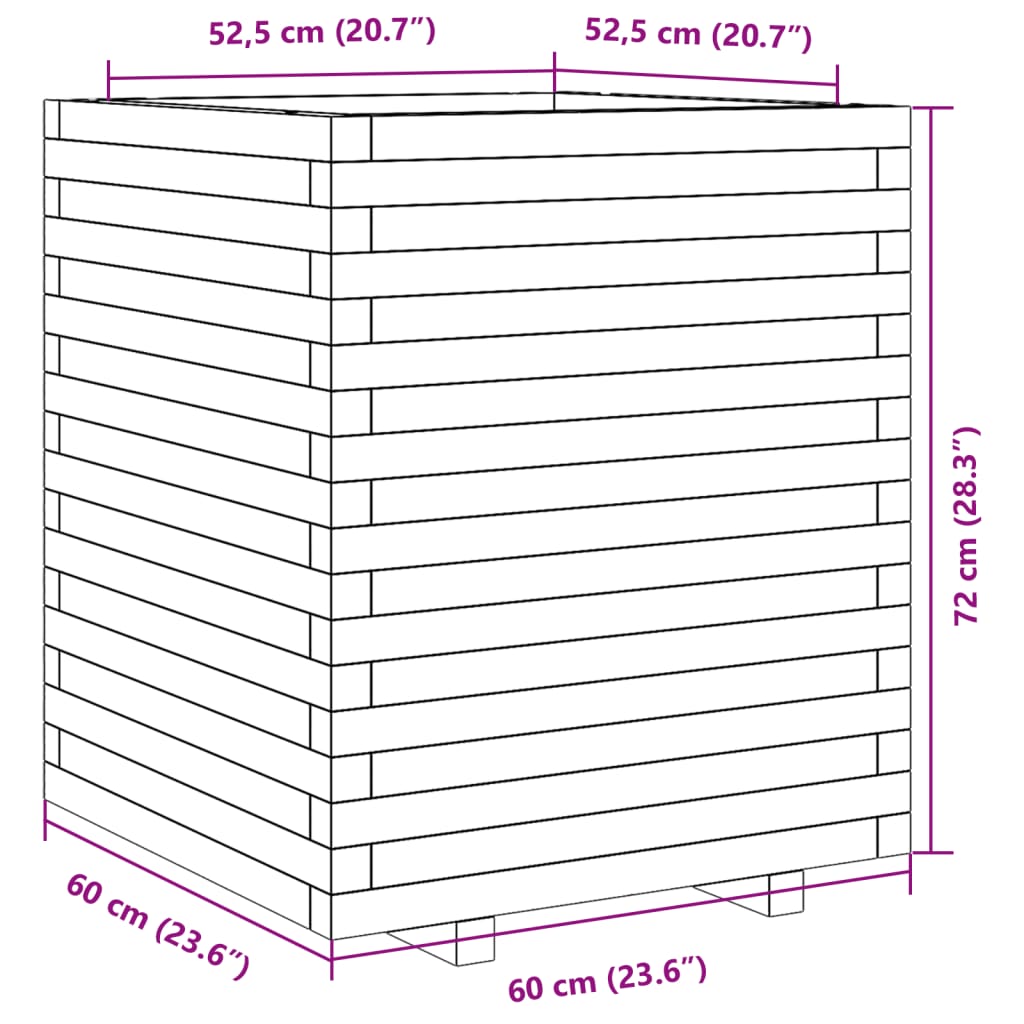 vidaXL Jardinière 60x60x72 cm bois de pin imprégné