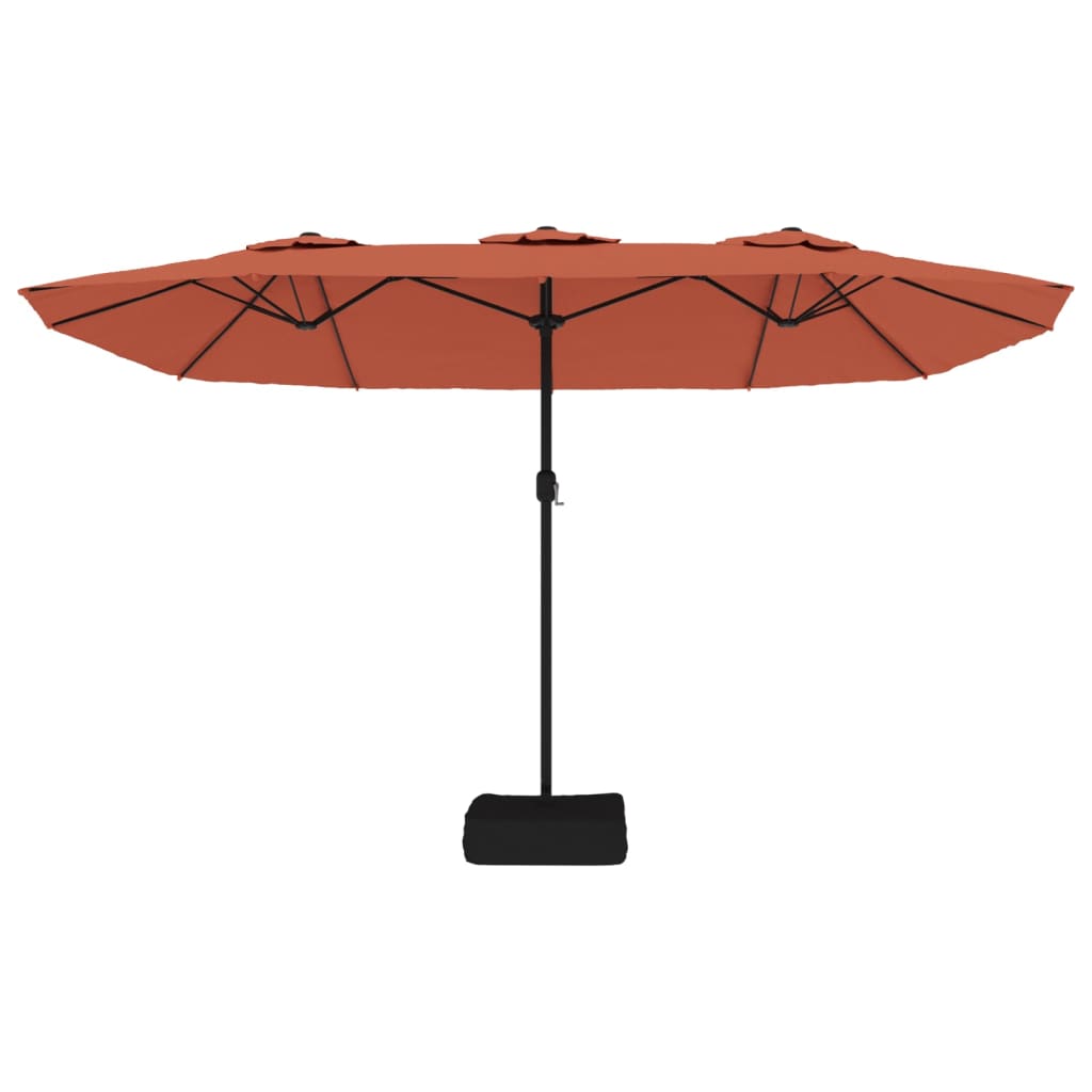 vidaXL Parasol de jardin à double tête avec LED terre cuite 449x245 cm