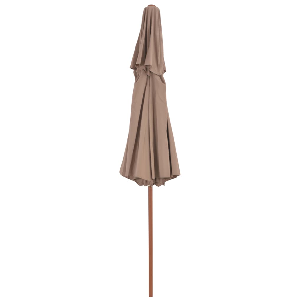 vidaXL Parasol à deux étages avec mât en bois 270 cm taupe