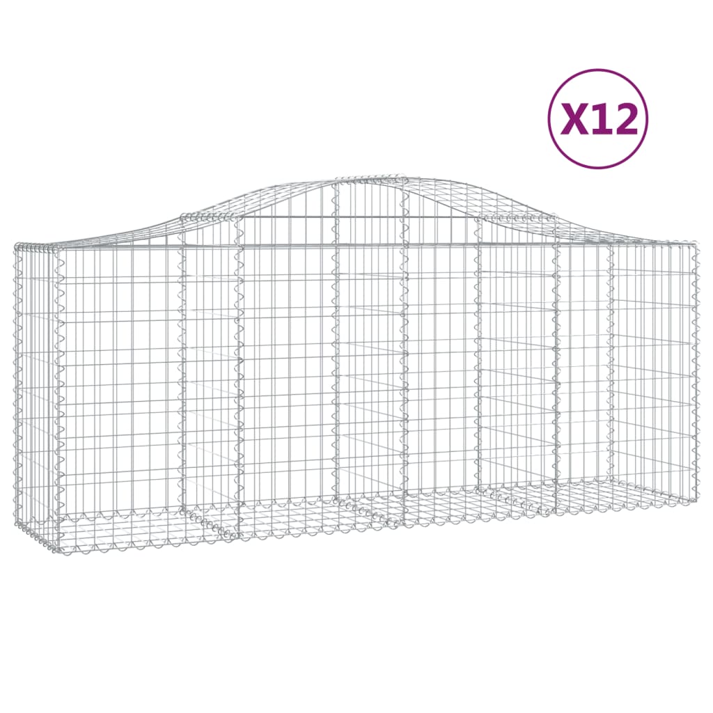 vidaXL Paniers à gabions arqués 12 pcs 200x50x80/100 cm Fer galvanisé