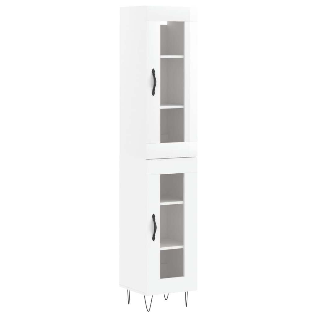 vidaXL Buffet haut Blanc brillant 34,5x34x180 cm Bois d'ingénierie