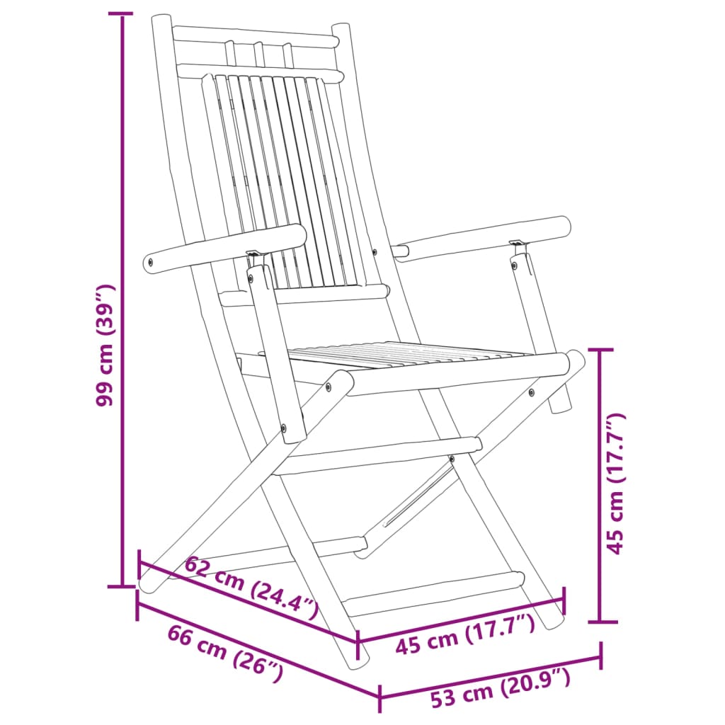 vidaXL Ensemble de bistro 3 pcs bambou