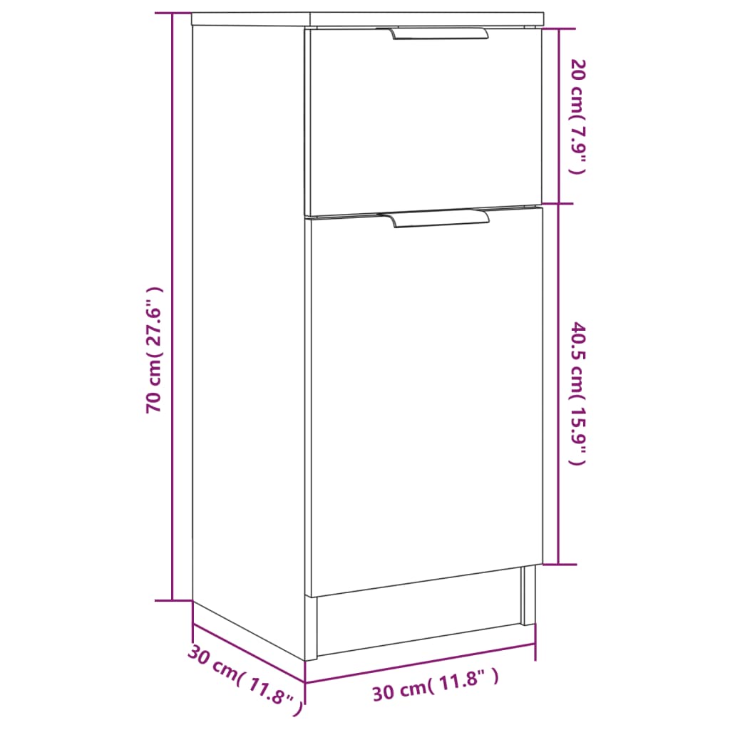 vidaXL Buffet Sonoma gris 30x30x70 cm Bois d'ingénierie