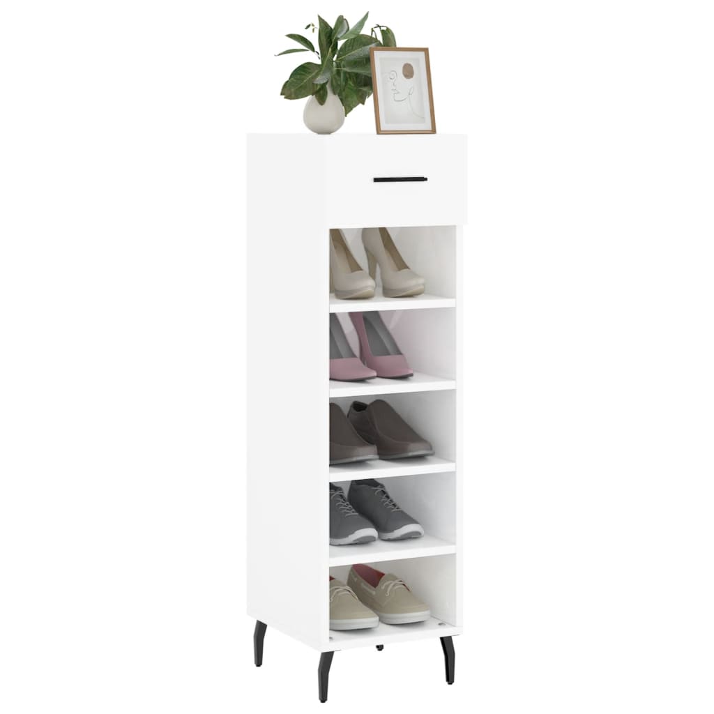 vidaXL Armoire à chaussure Blanc brillant 30x35x105 cm Bois ingénierie