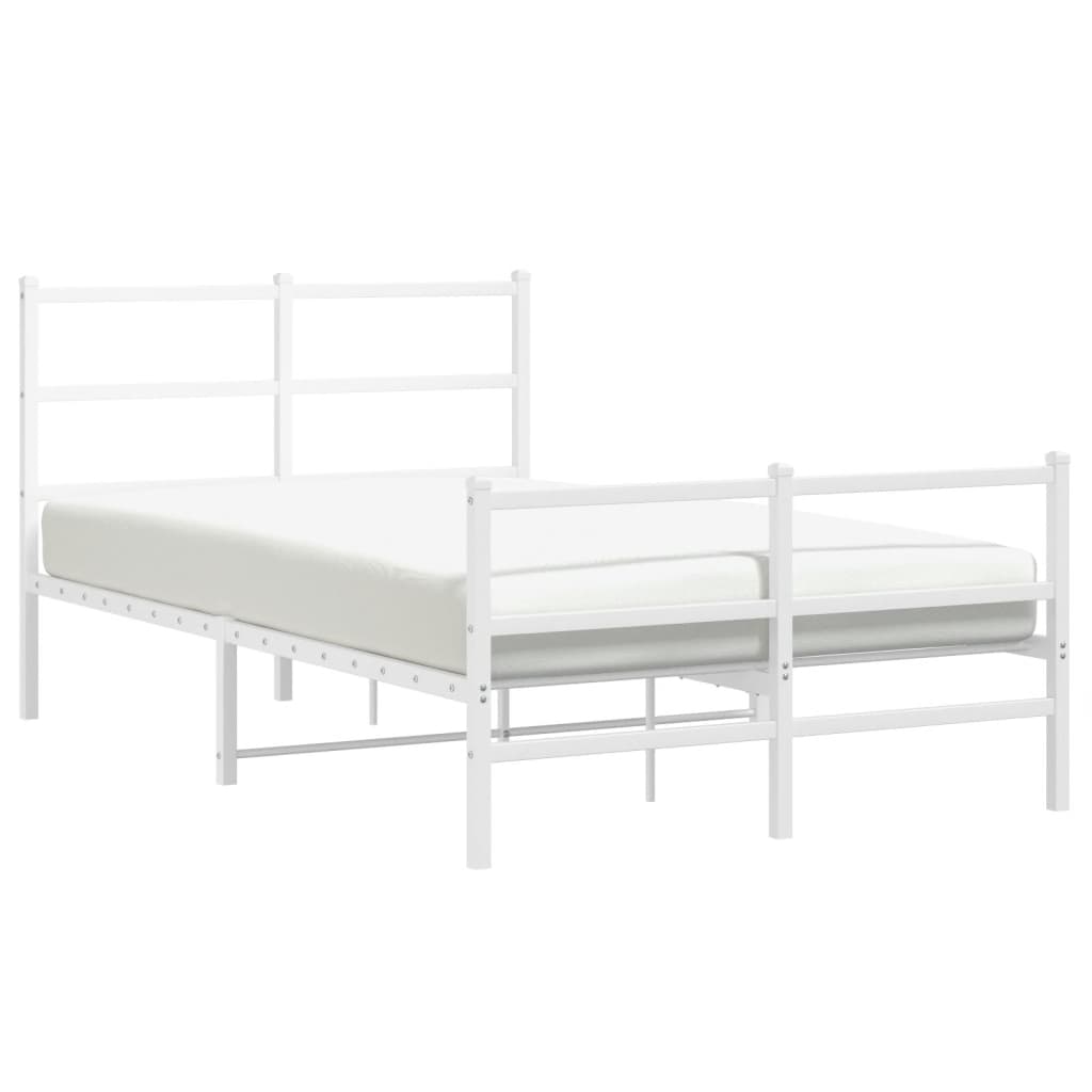 vidaXL Cadre de lit métal sans matelas et pied de lit blanc 120x190 cm