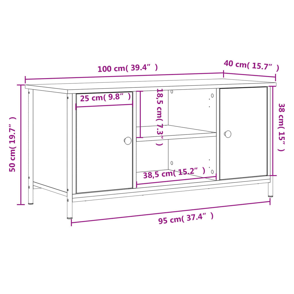 vidaXL Meuble TV Chêne marron 100x40x50 cm Bois d'ingénierie