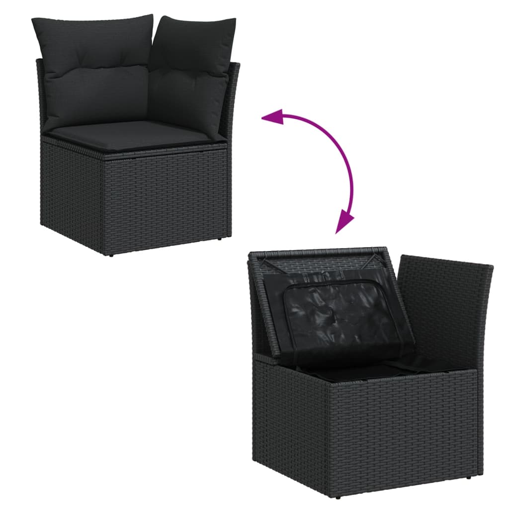 vidaXL Salon de jardin 4 pcs avec coussins noir résine tressée