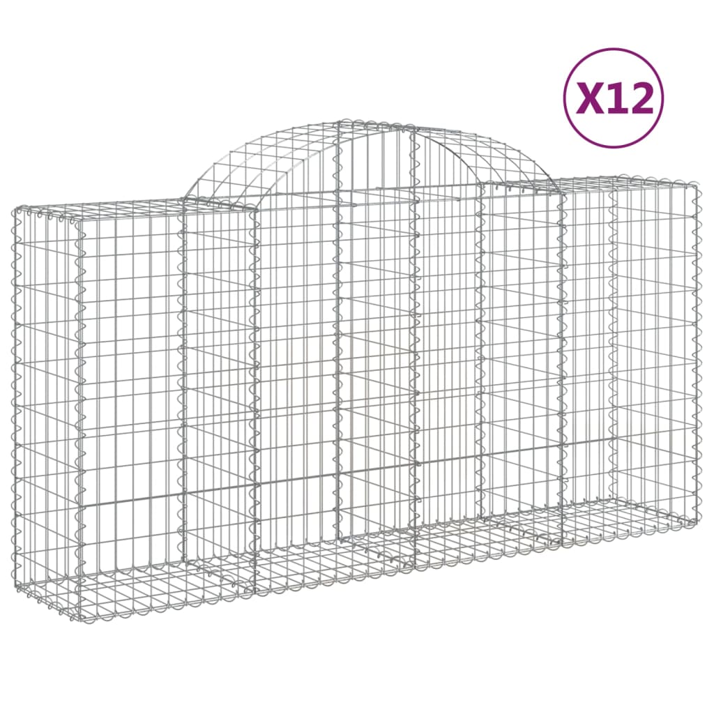 vidaXL Paniers à gabions arqués 12 pcs 200x50x100/120 cm fer galvanisé