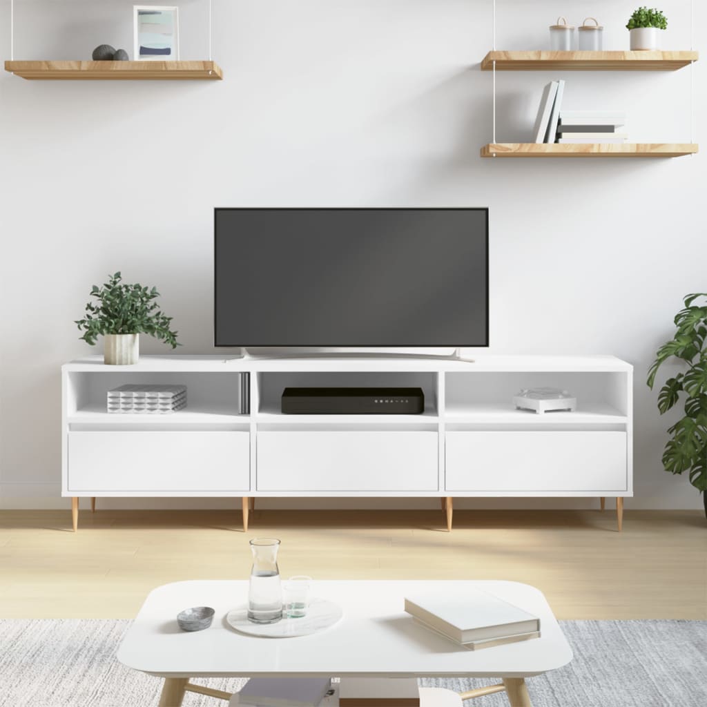 vidaXL Meuble TV blanc 150x30x44,5 cm bois d'ingénierie