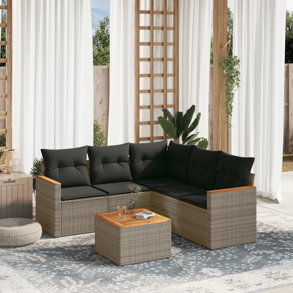 vidaXL Salon de jardin 6 pcs avec coussins gris résine tressée