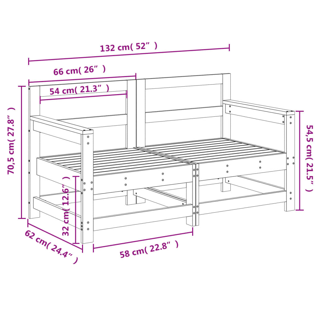 vidaXL Canapés d'angle de jardin 2 pcs bois de pin imprégné