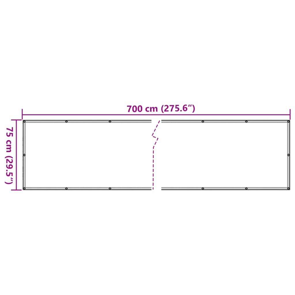 vidaXL Écran d'intimité de balcon gris 700x75 cm PVC