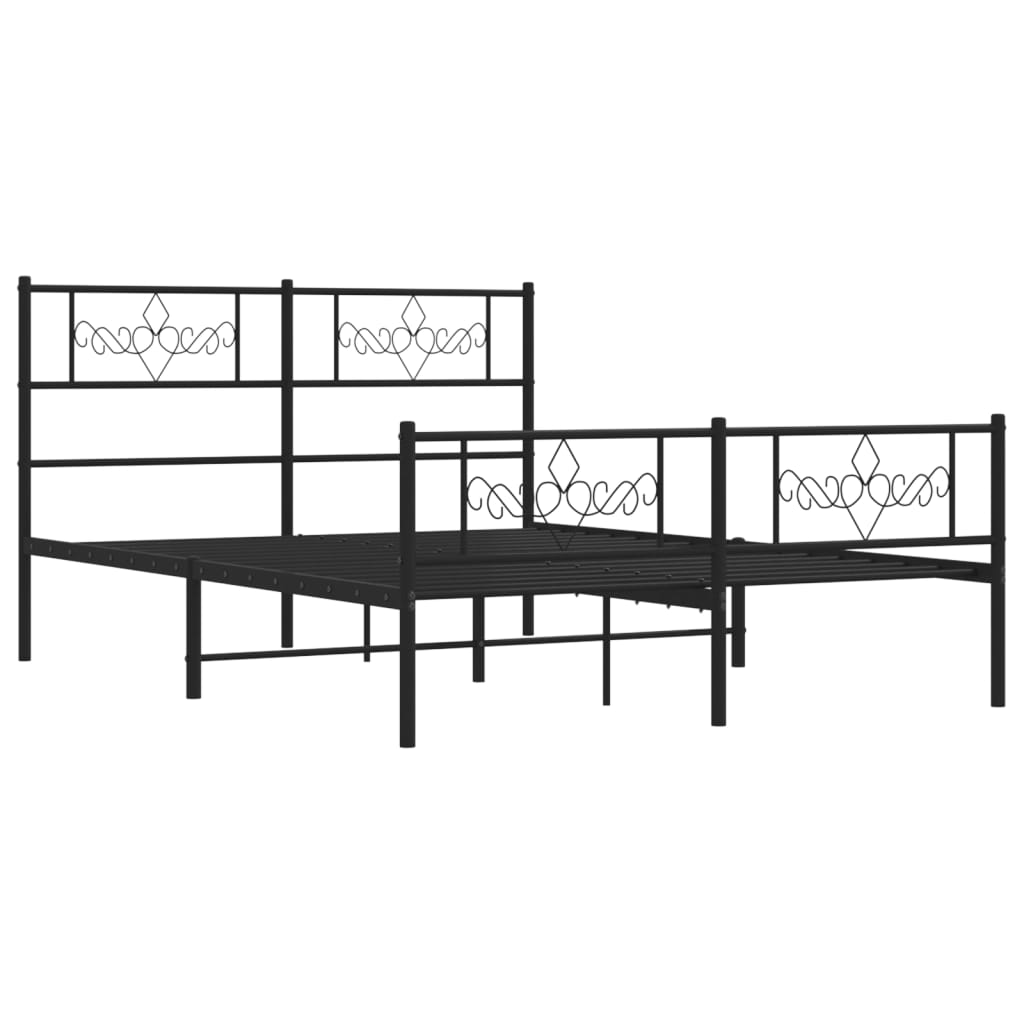 vidaXL Cadre de lit métal sans matelas avec pied de lit noir 150x200cm