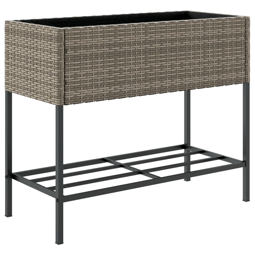 vidaXL Jardinières avec étagère 2 pcs gris 90x40x75 cm résine tressée