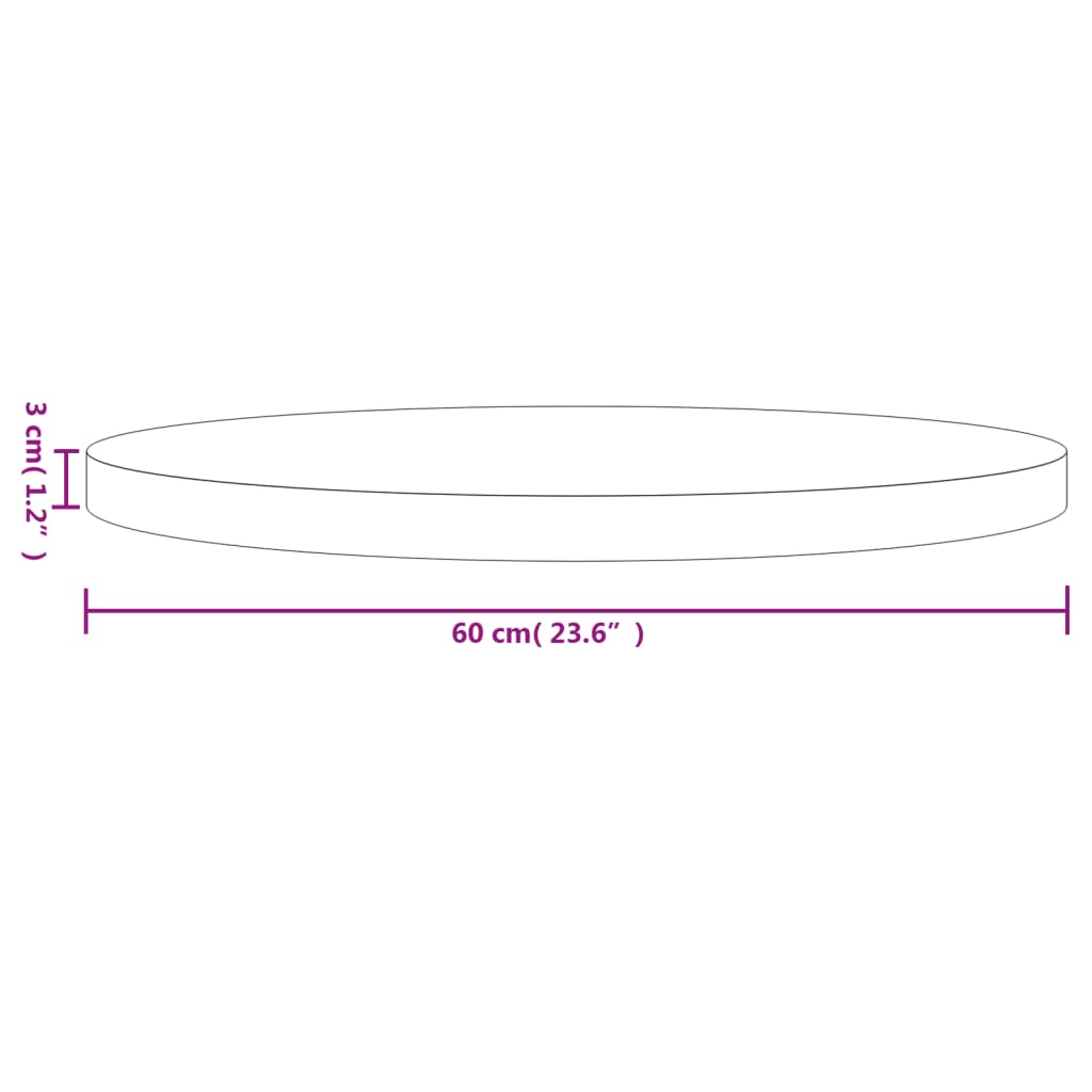 vidaXL Dessus de table rond noir Ø60x3 cm bois de pin massif