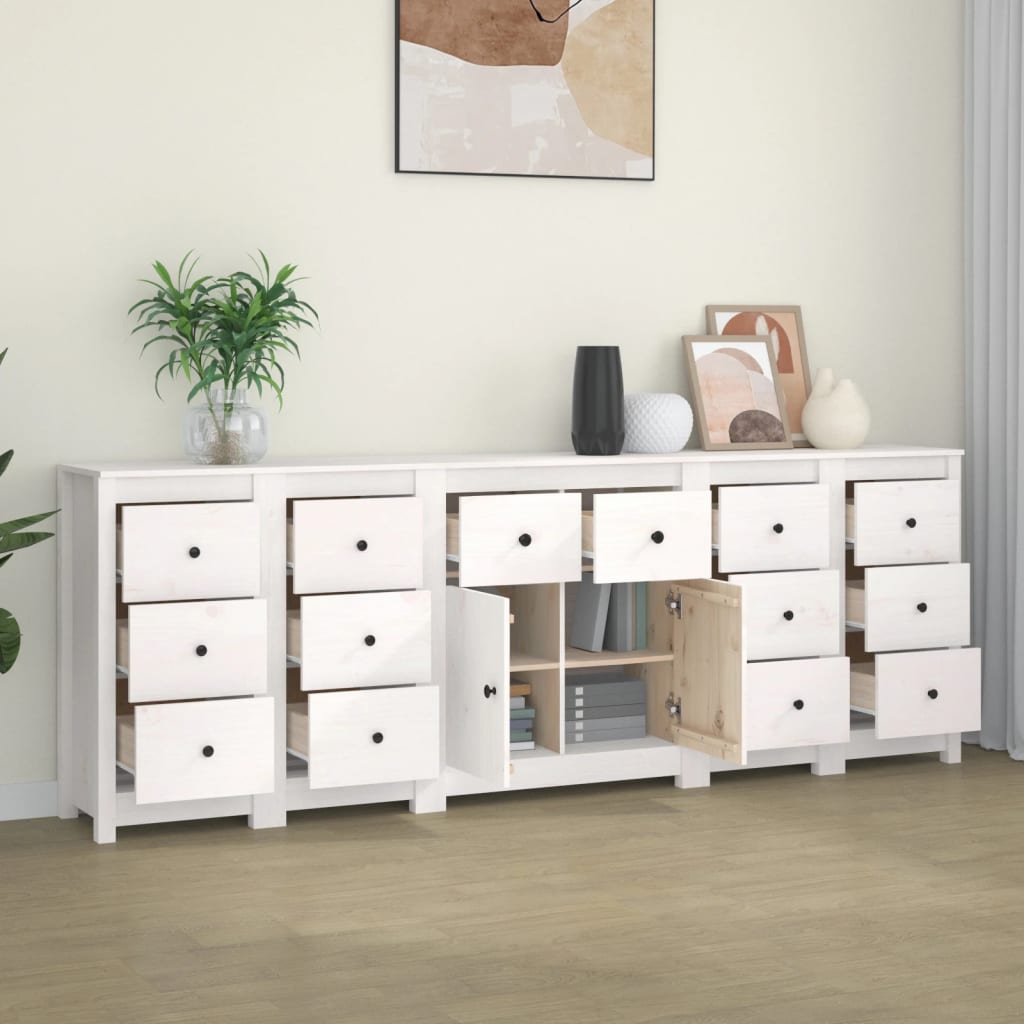 vidaXL Buffet Blanc 230x35x80 cm Bois massif de pin