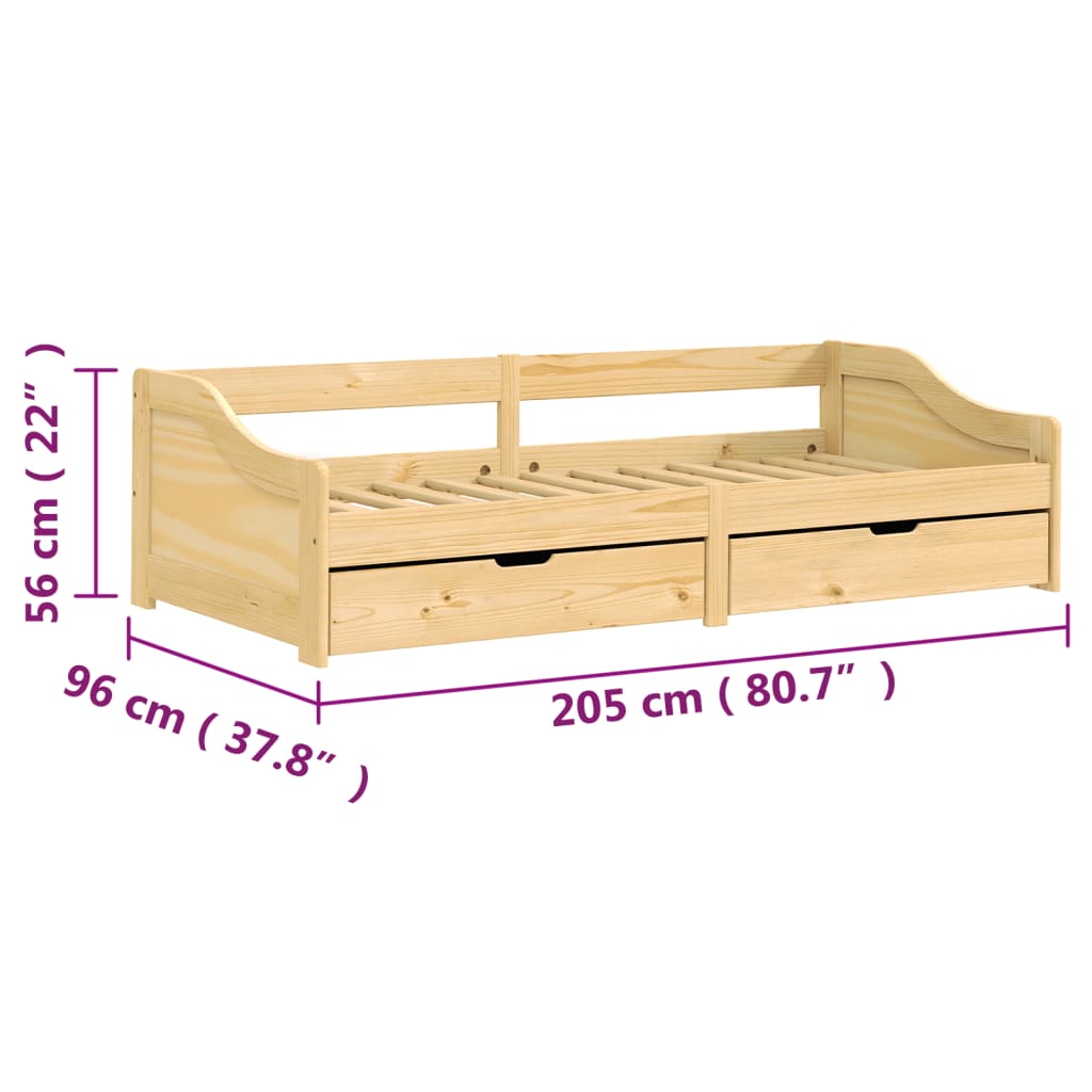 vidaXL Lit de jour avec 2 tiroirs IRUN 90x200 cm bois de pin massif