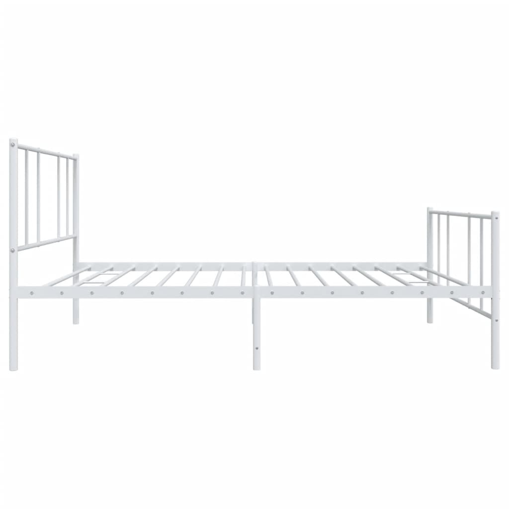 vidaXL Cadre de lit métal sans matelas et pied de lit blanc 107x203 cm