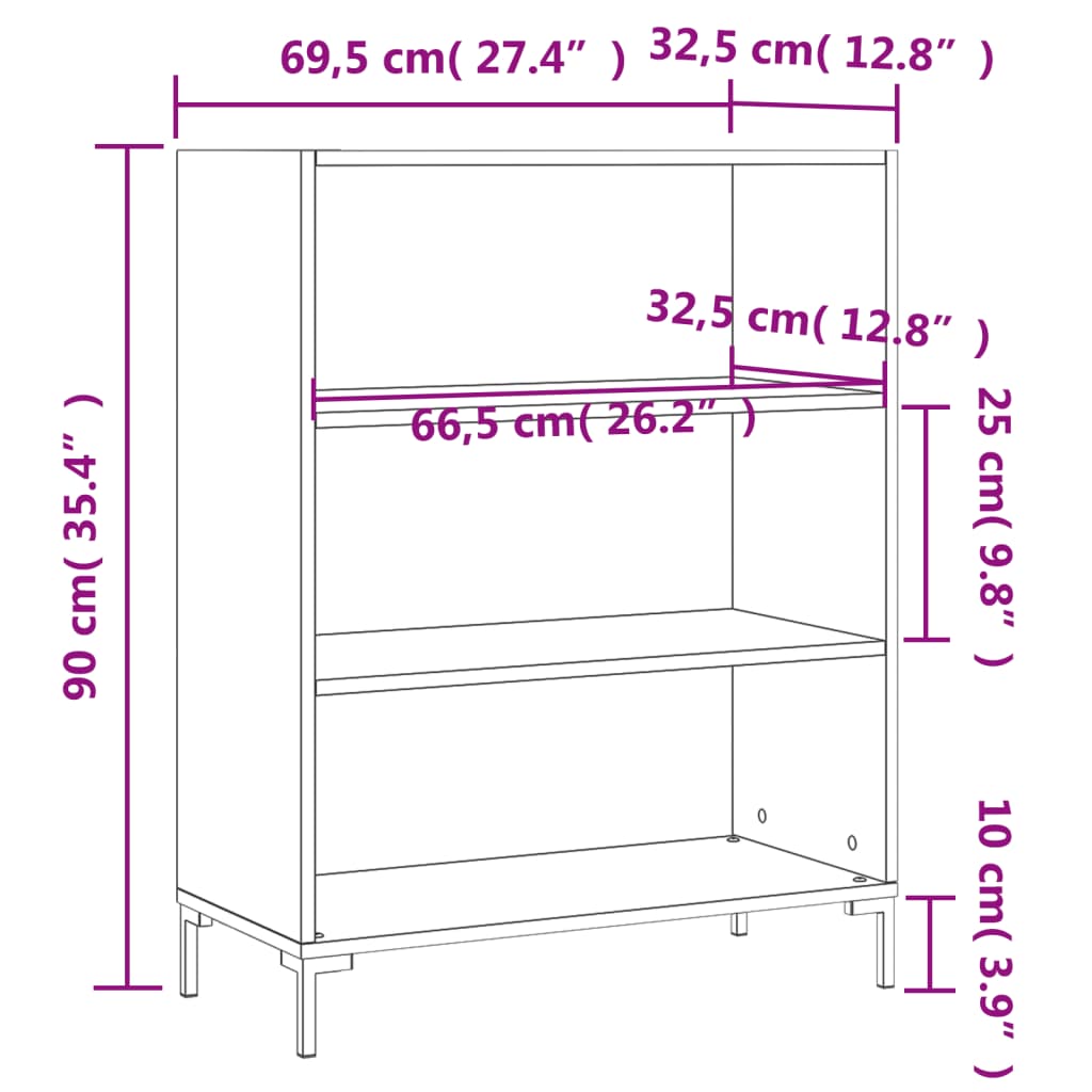 vidaXL Bibliothèque chêne fumé 69,5x32,5x90 cm bois d'ingénierie