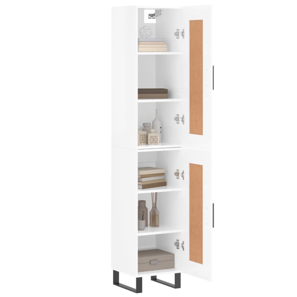 vidaXL Buffet haut Blanc brillant 34,5x34x180 cm Bois d'ingénierie