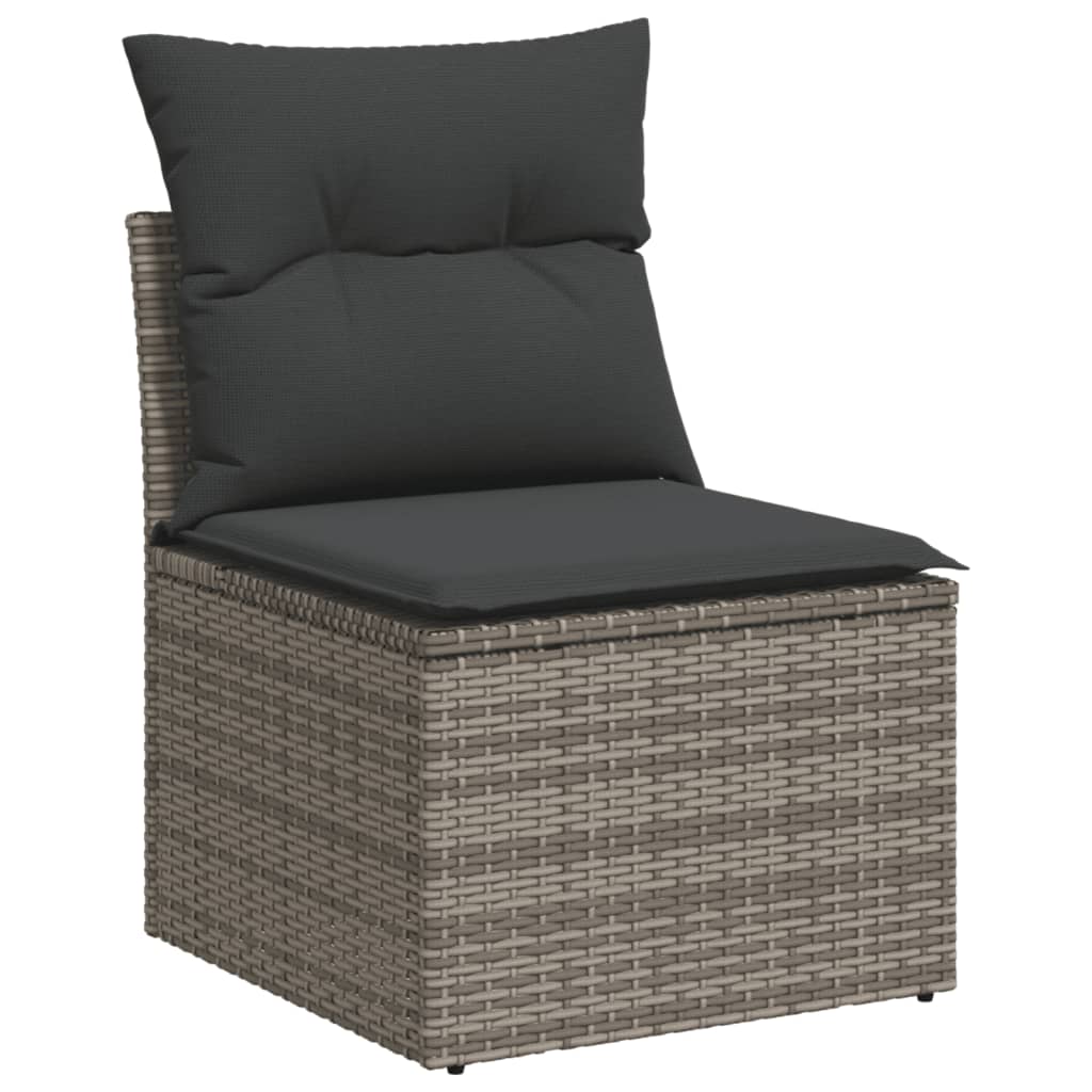 vidaXL Salon de jardin avec coussins 14 pcs gris résine tressée