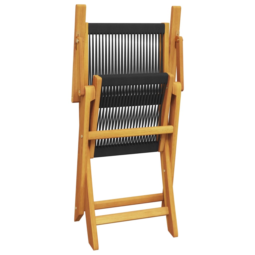 vidaXL Chaises de jardin lot de 2 noir bois d'acacia et polypropylène