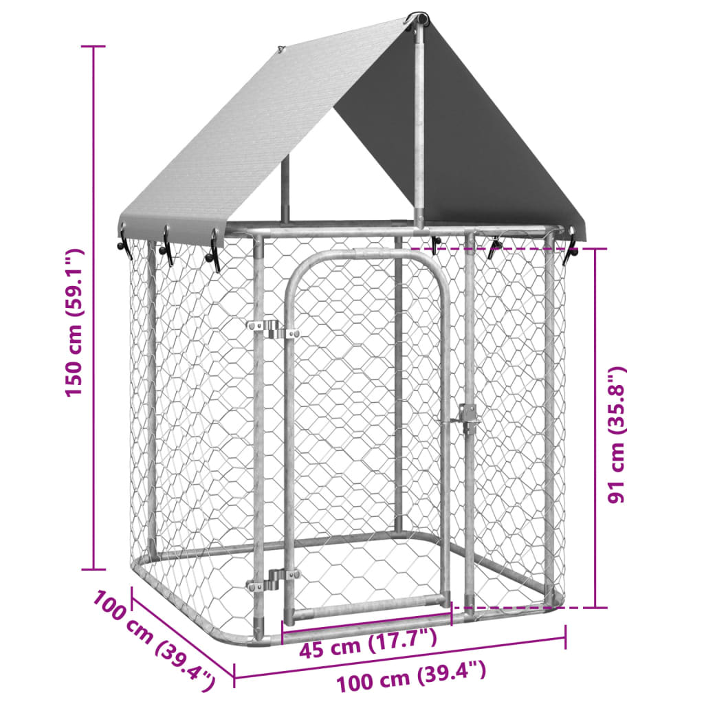 vidaXL Chenil extérieur avec toit 100x100x150 cm