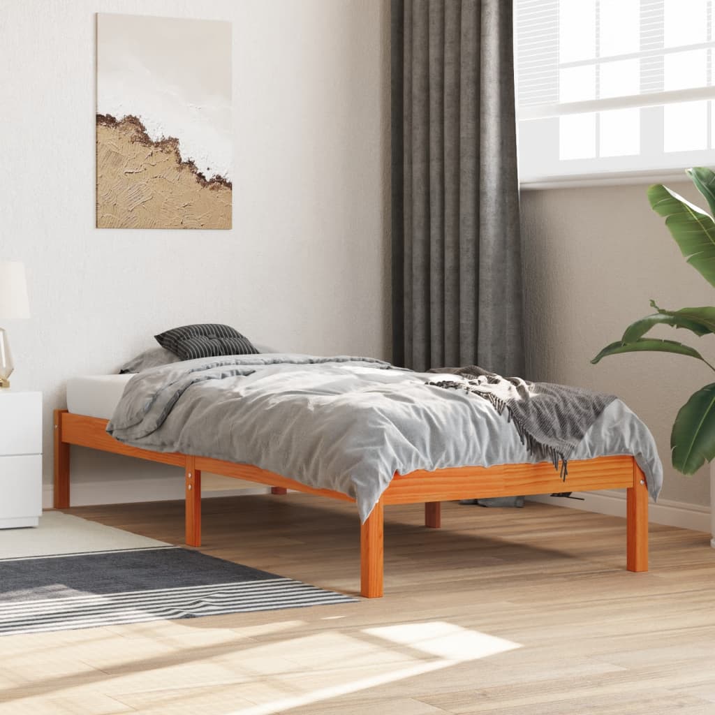 vidaXL Cadre de lit sans matelas cire marron 75x190 cm bois pin massif