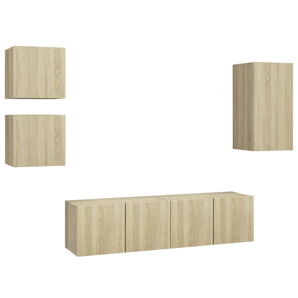 vidaXL Ensemble de meubles TV 5 pcs Chêne sonoma Bois d'ingénierie