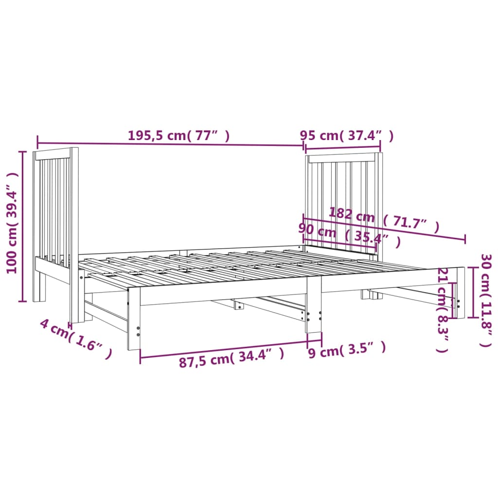 vidaXL Lit coulissant sans matelas blanc 2x(90x190) cm