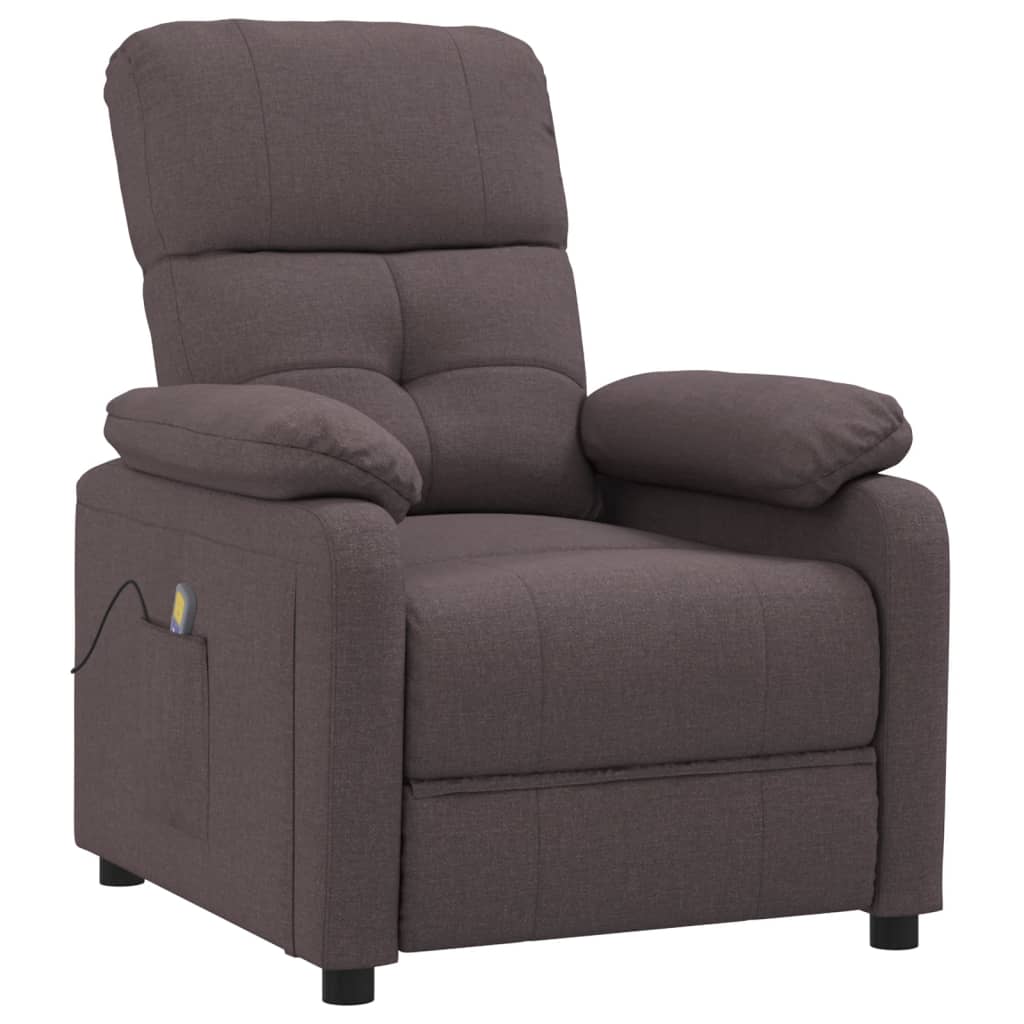 vidaXL Fauteuil de massage Marron foncé Tissu