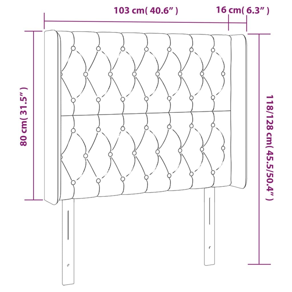 vidaXL Tête de lit à LED Rose 103x16x118/128 cm Velours