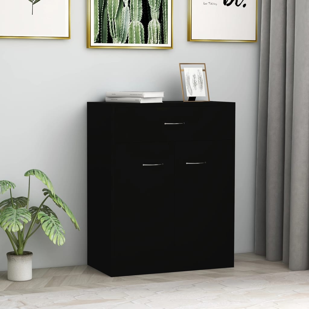 vidaXL Buffet noir 60x30x75 cm bois d'ingénierie