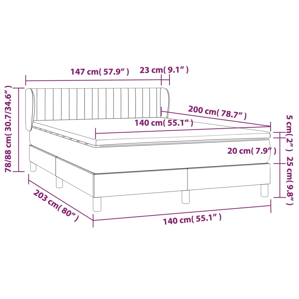 vidaXL Sommier à lattes de lit et matelas Vert foncé 140x200cm Velours