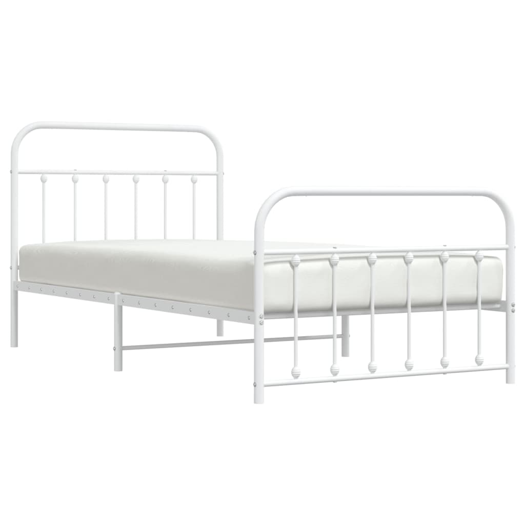 vidaXL Cadre de lit métal sans matelas et pied de lit blanc 100x200 cm