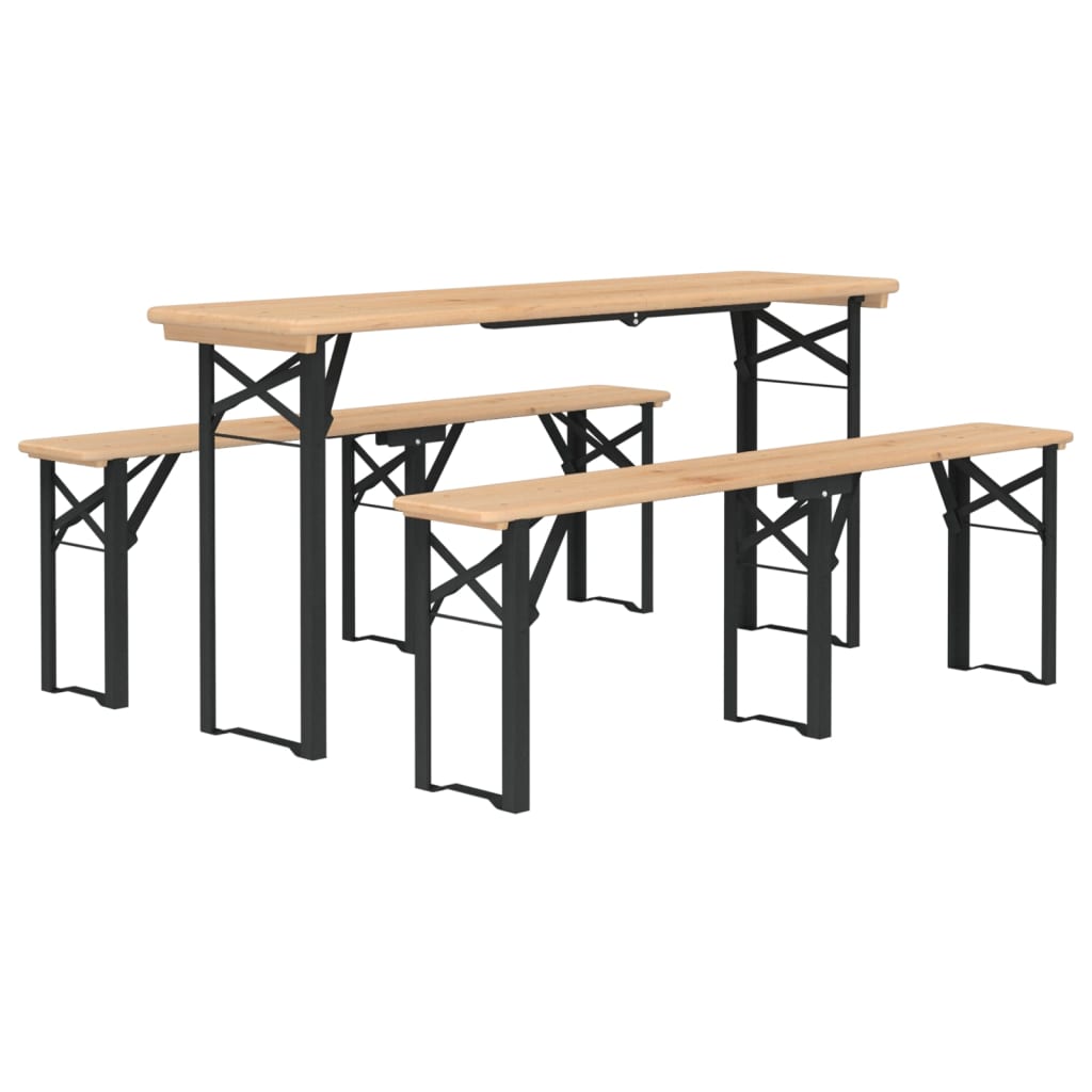 vidaXL Ensemble de tables à bière pliantes 3 pcs bois massif de sapin