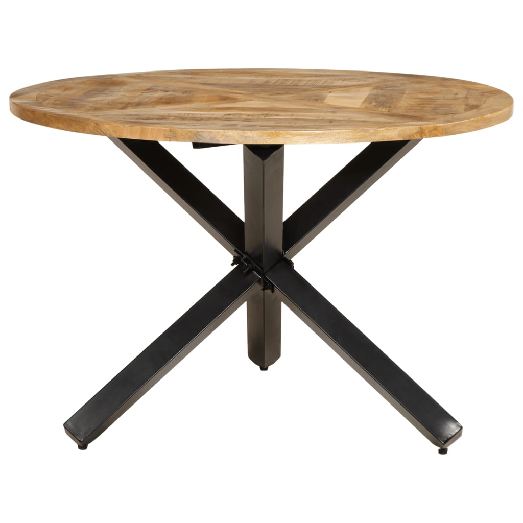 vidaXL Table à manger Ø110x75 cm bois massif de manguier brut