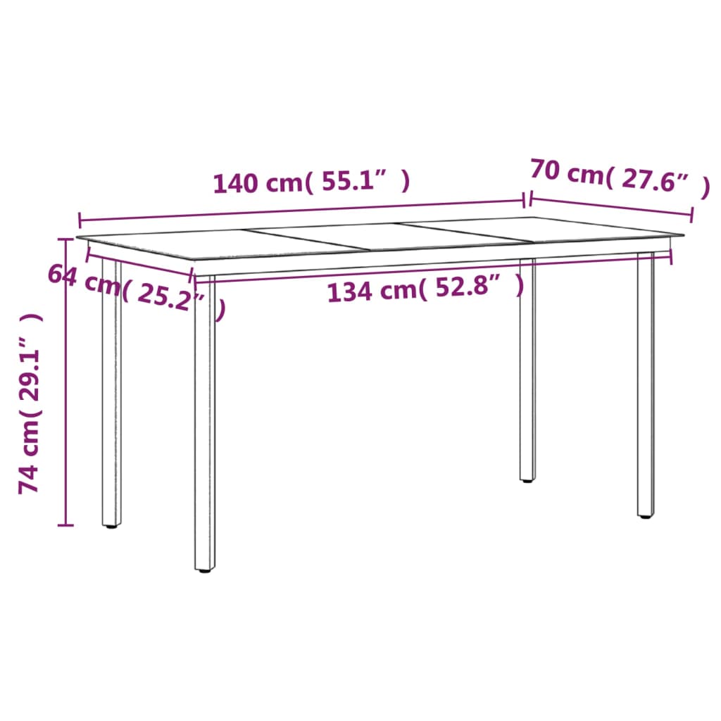 vidaXL Ensemble à manger de jardin avec coussins 7 pcs Noir