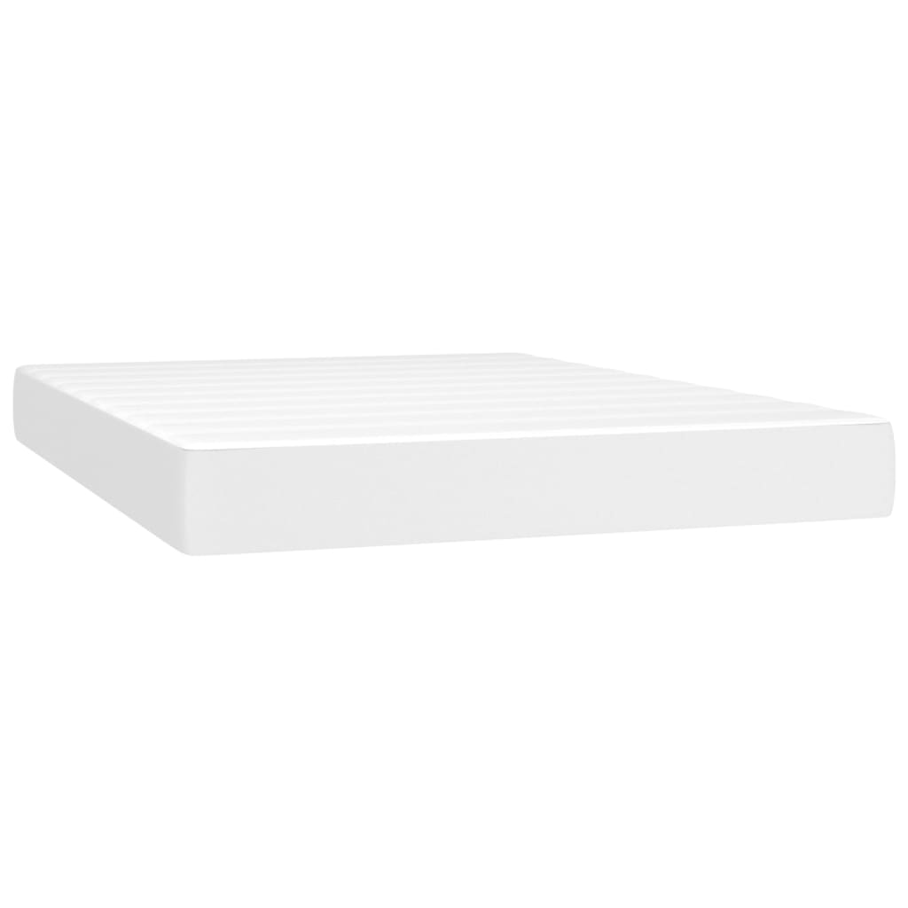 vidaXL Sommier à lattes de lit avec matelas Blanc 140x200cm Similicuir