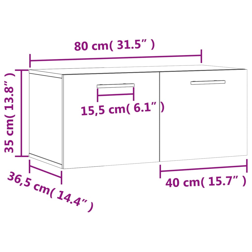 vidaXL Armoire murale blanc brillant 80x36,5x35 cm bois d'ingénierie