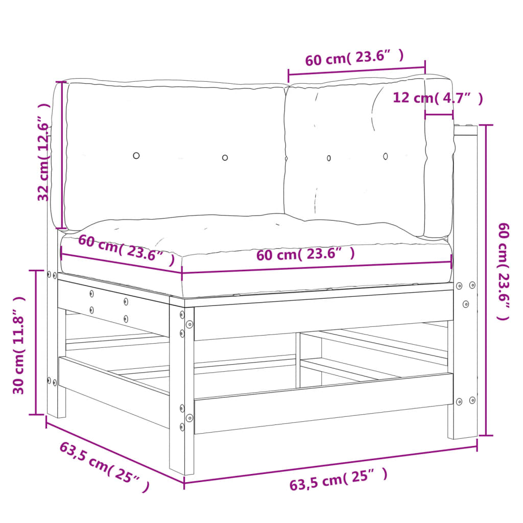 vidaXL Canapé d'angle avec coussins marron miel bois de pin solide