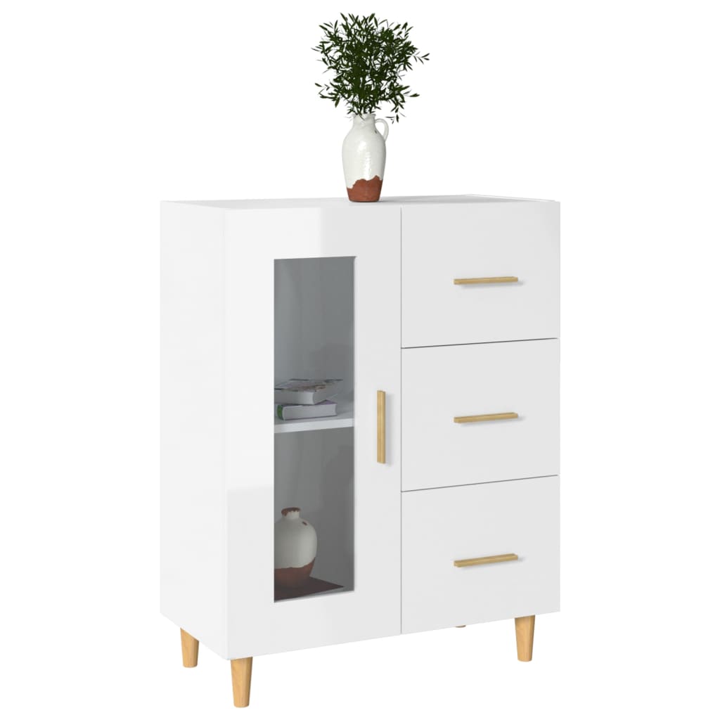 vidaXL Buffet Blanc brillant 69,5x34x90 cm Bois d'ingénierie