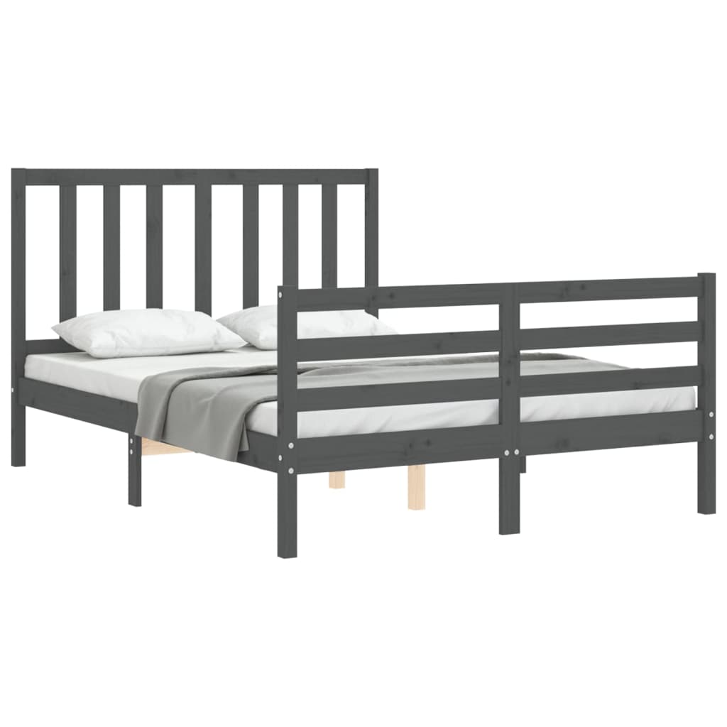 vidaXL Cadre de lit sans matelas gris bois de pin massif